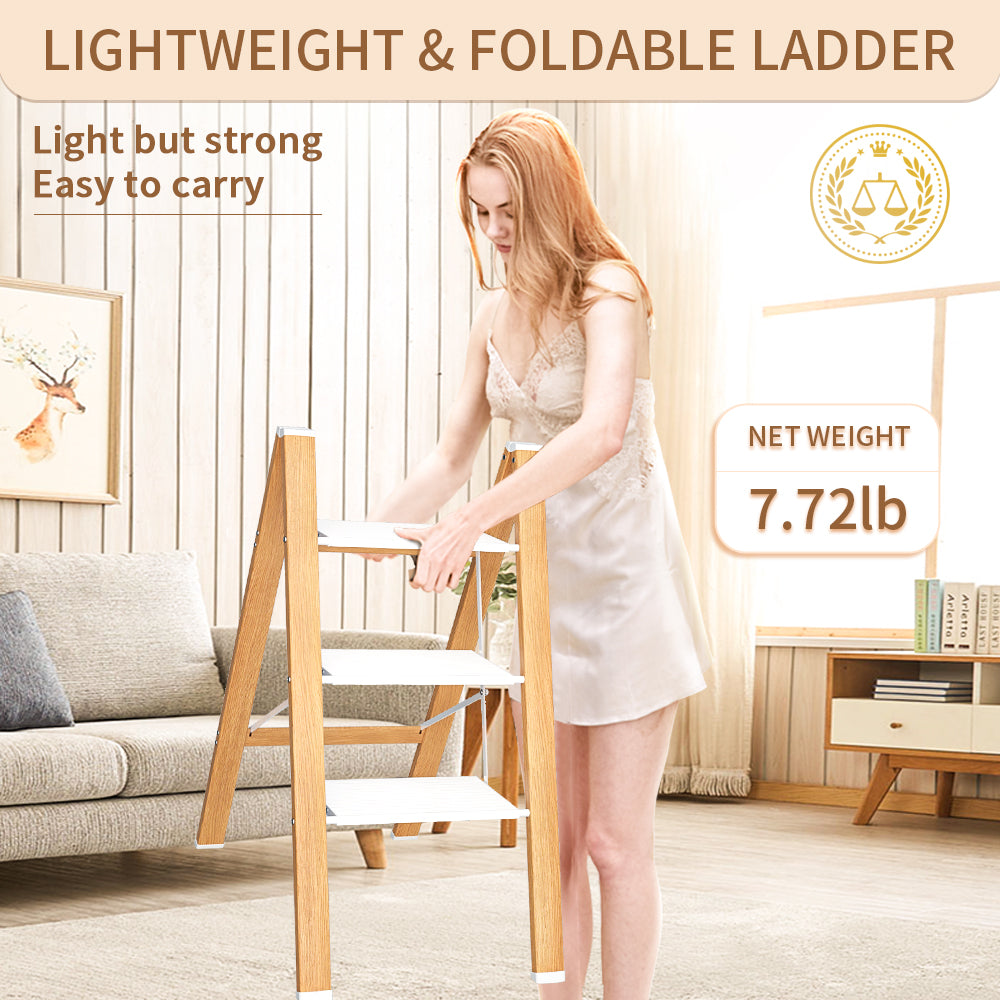 Culaccino 3 Step Stool Woodgrain Stepladder