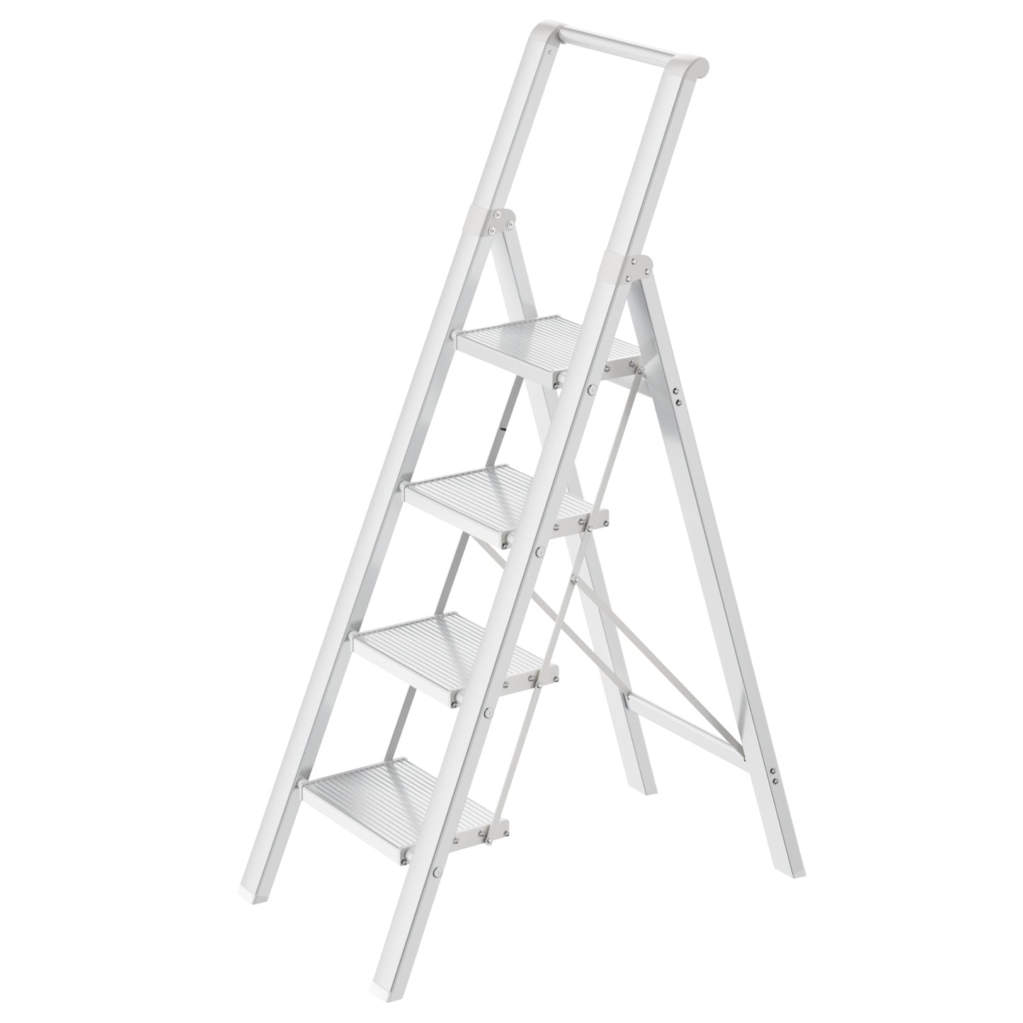 Culaccino Step Ladder 4 Step Folding Step Stool Silver White