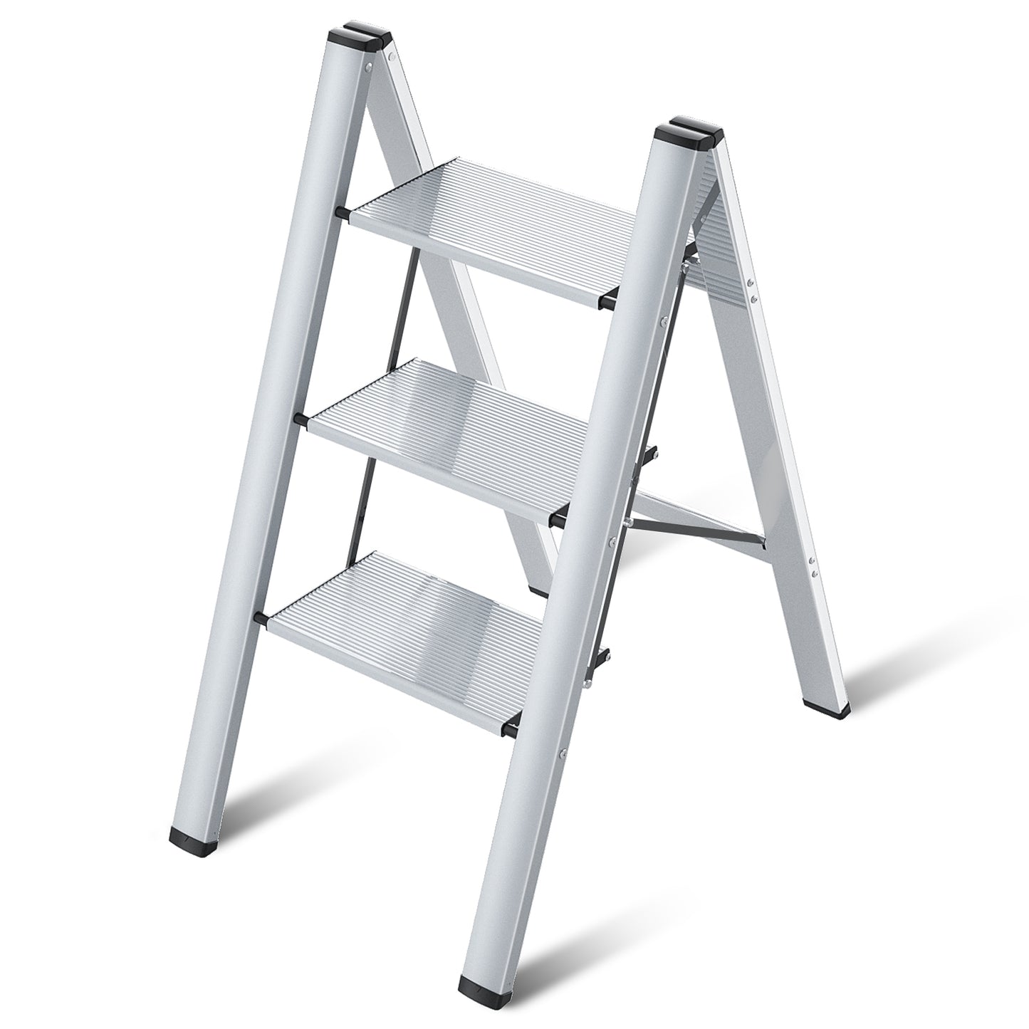 Culaccino 3 Step Ladder Aluminum Lightweight Sliver Ladder