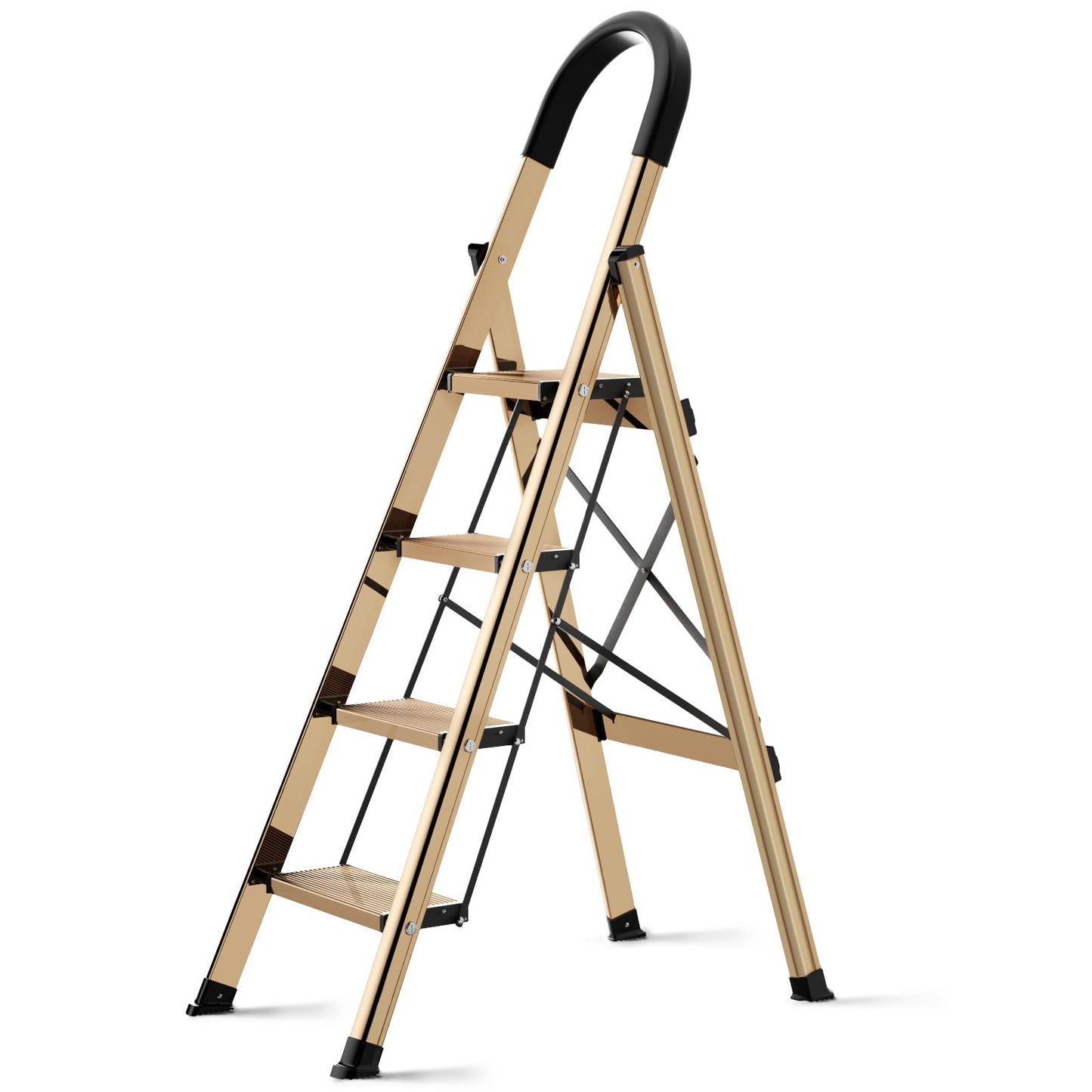 Culaccino 4 Step Ladder with Handgrip Brown Gold