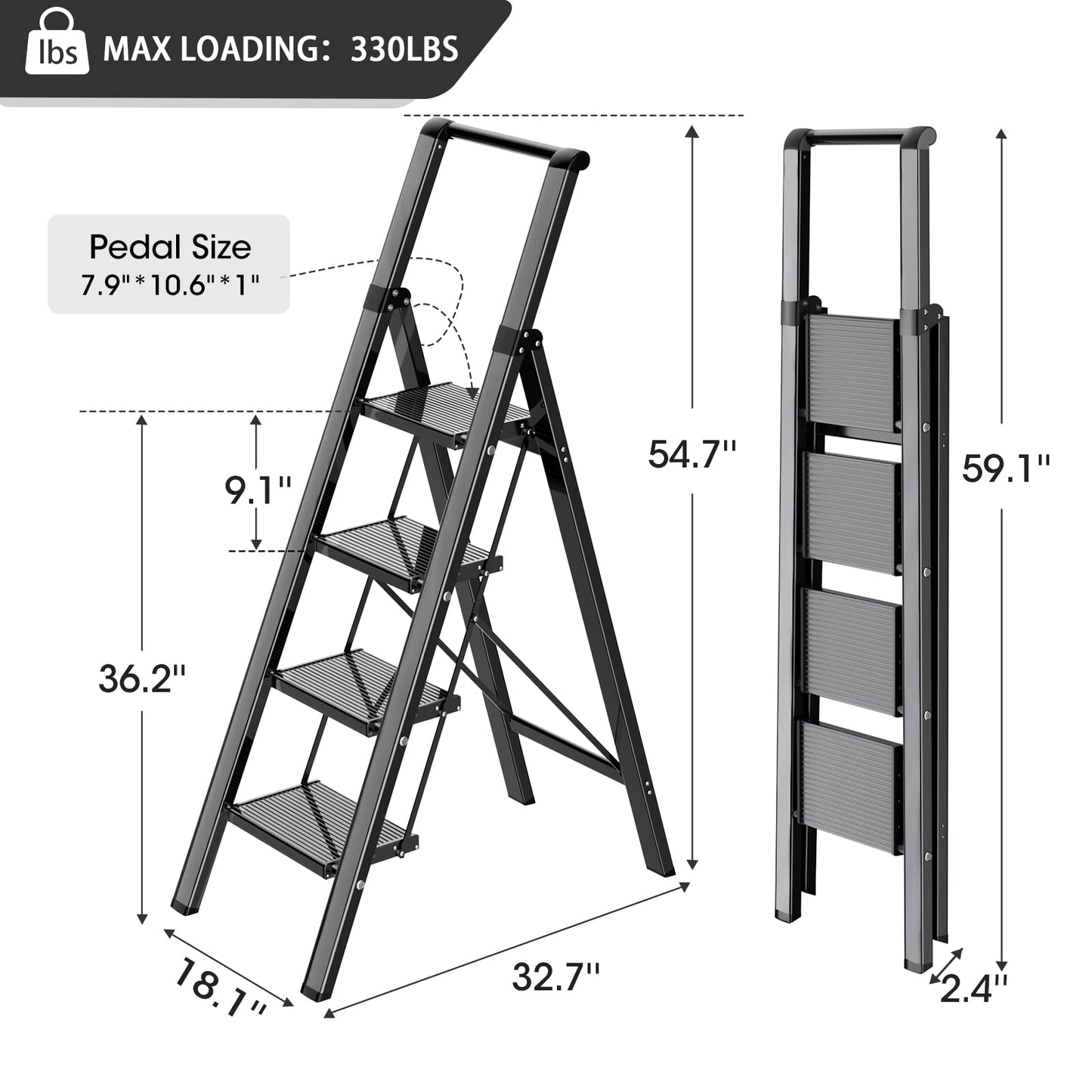 Culaccino 4 Step Ladder Black Plus