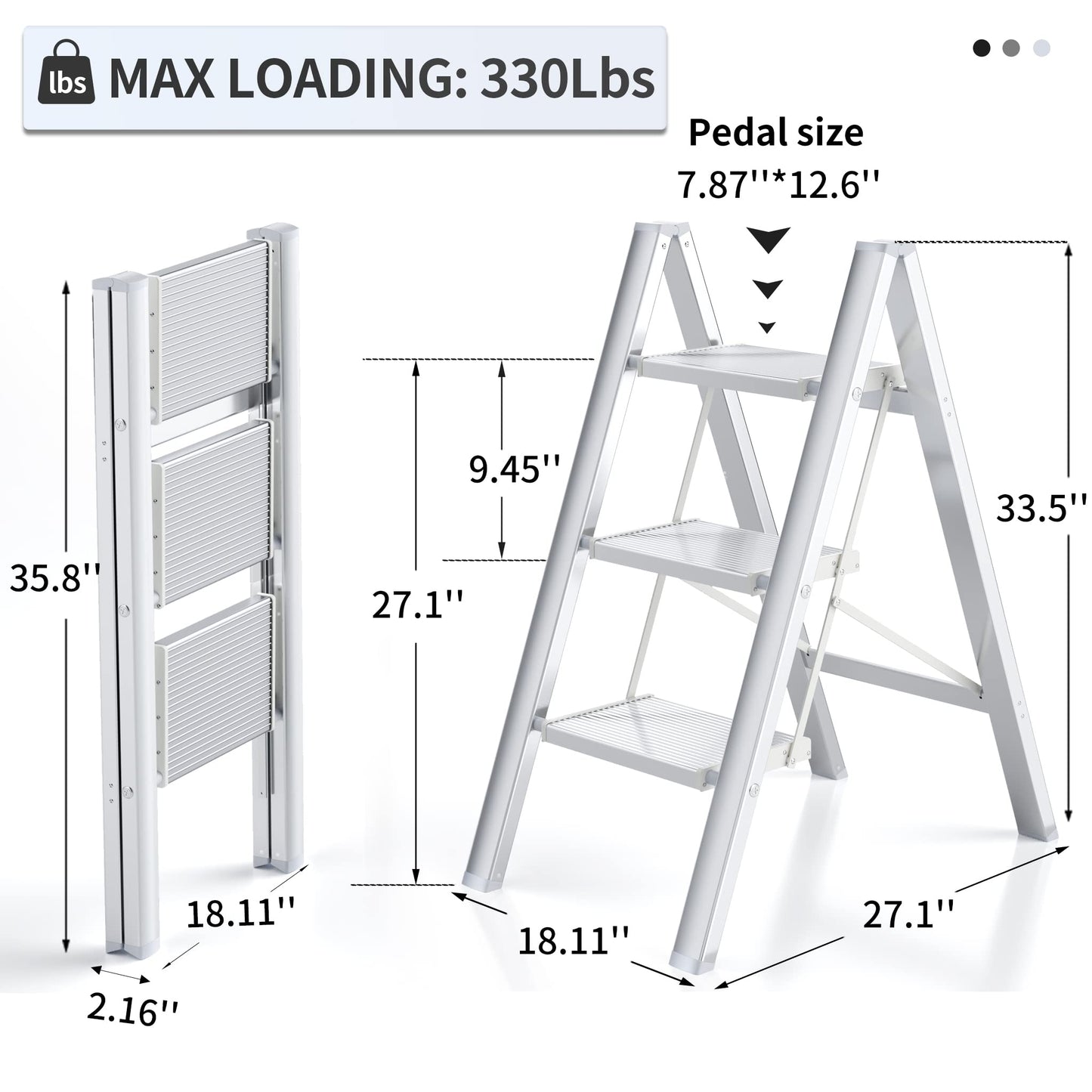 Culaccino 3 Step Ladder White Plus