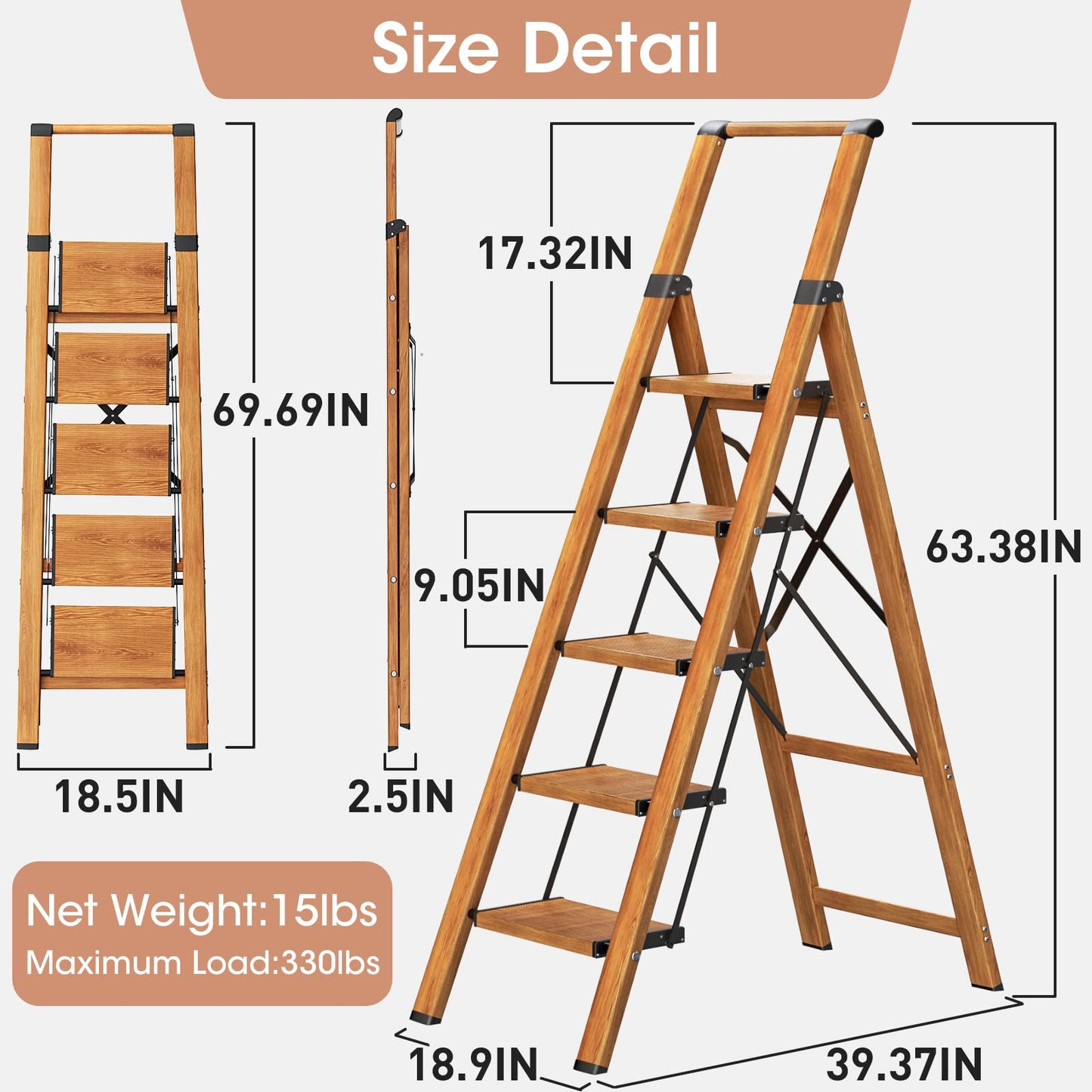 Culaccino 5 Step Ladder Woodgrain Plus