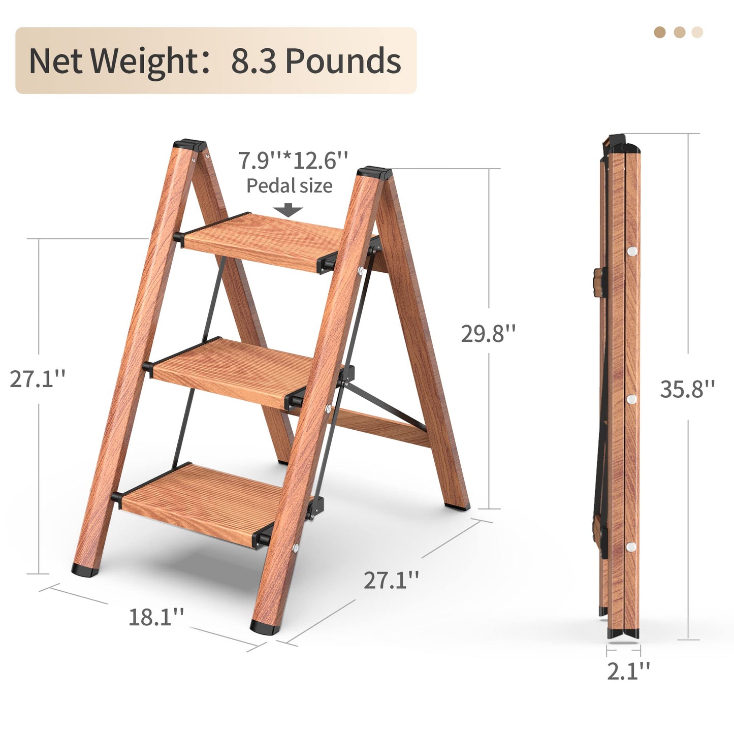 Culaccino 3 Step Ladder Woodgrain