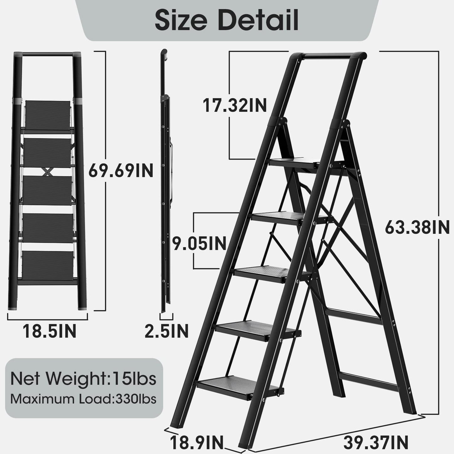 Culaccino 5 Step Ladder Black Plus