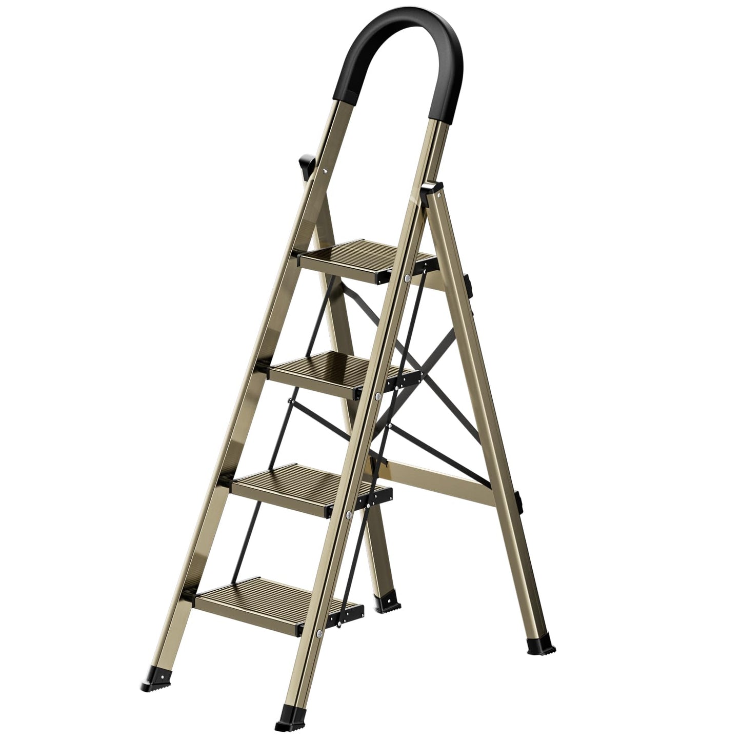 Culaccino 4 Step Ladder with Handgrip Brown Gold